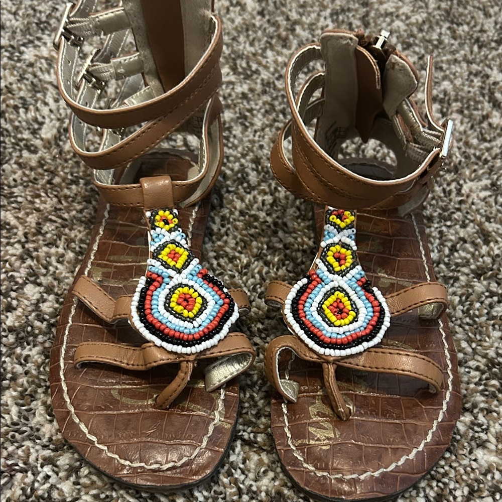 Sam Edelman Brown Beaded Kids Sandals